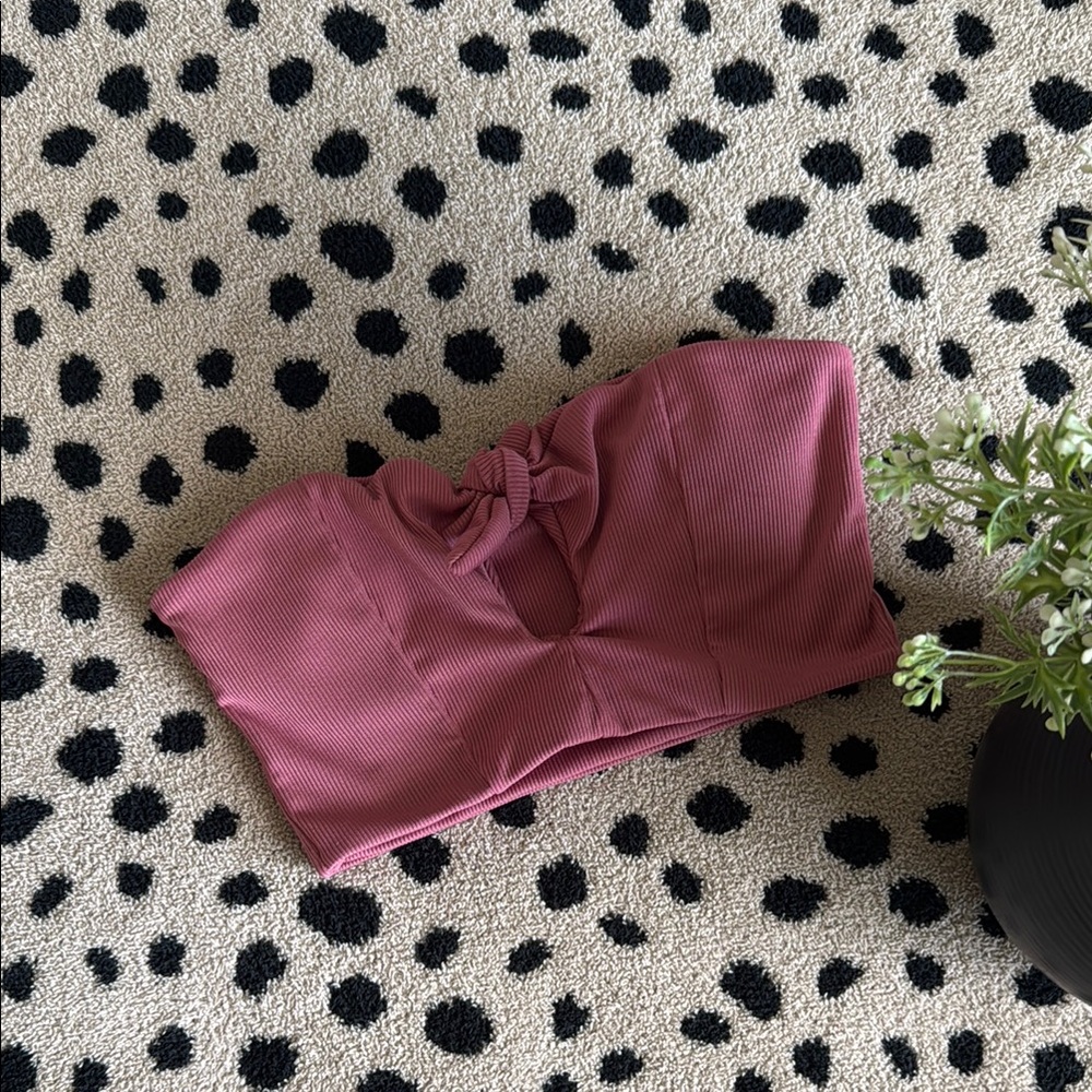 SZ SMALL Pink Zaful Ribbed Bandeau Top